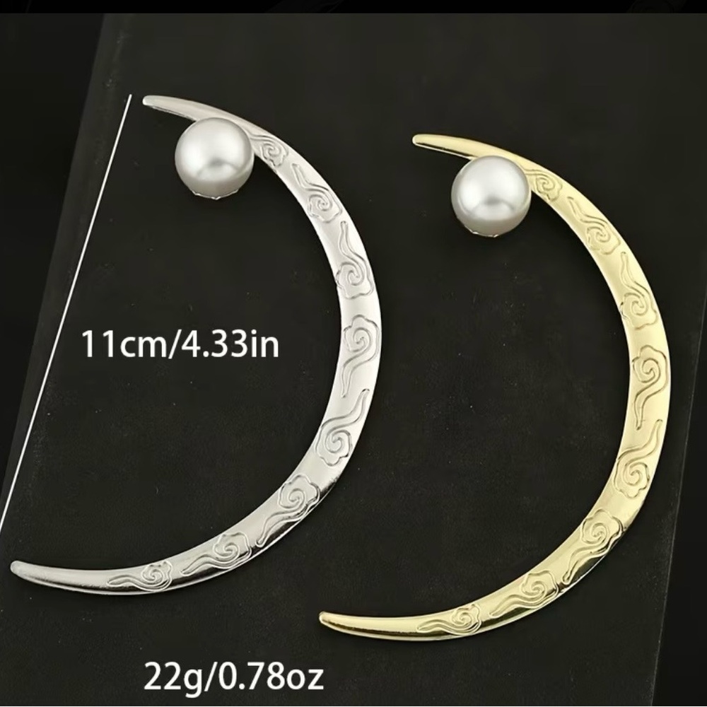 Elegant gold  Hairpin with Pearl Accent - Picture 2 of 3
